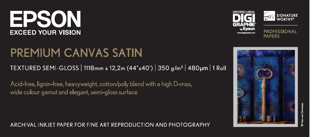 Epson GF Papel Premium Canvas Satin, 44&quot x 12.2m, 350g/m2