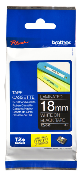 BROTHER Cinta laminada negro/blanco 18mm