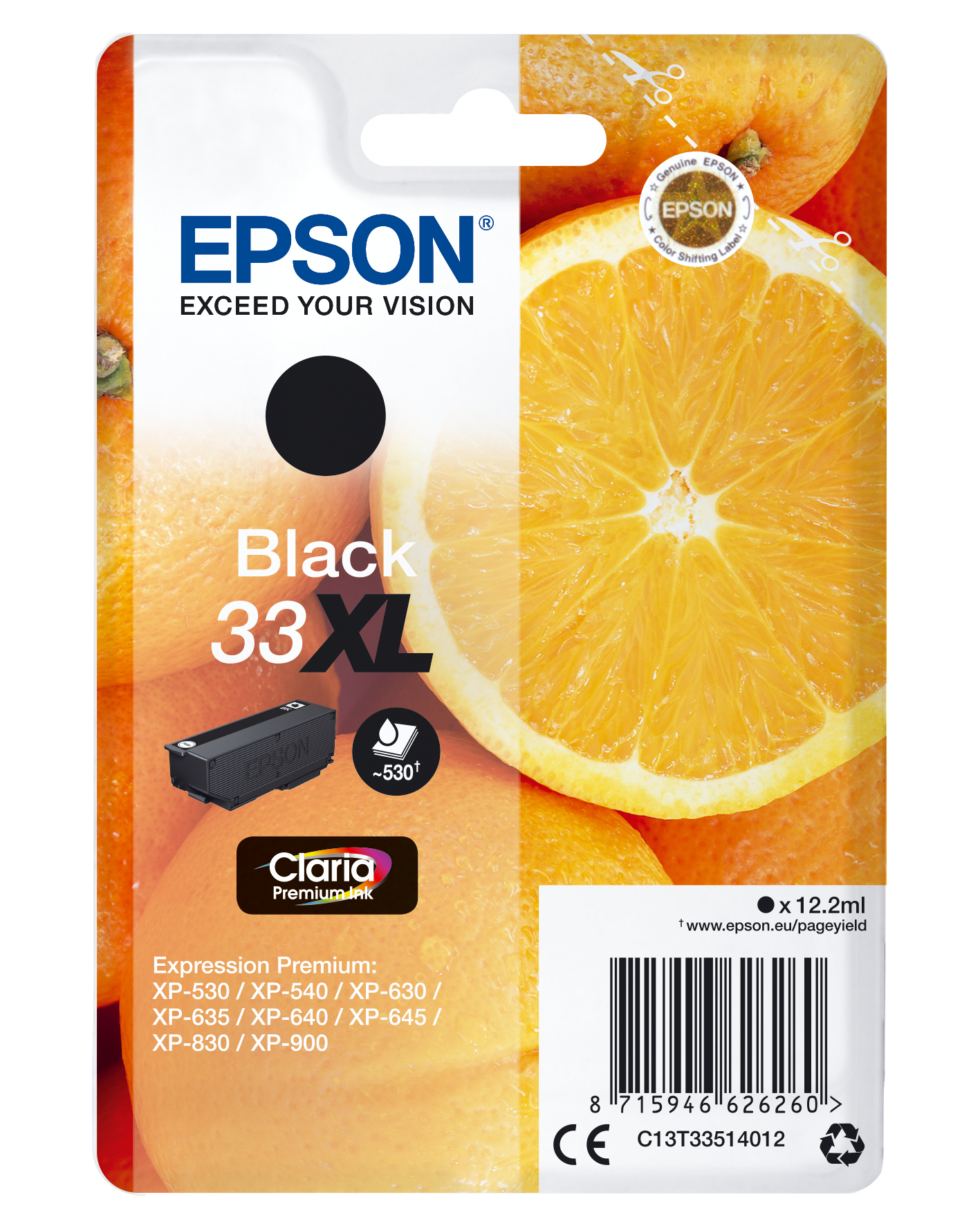 EPSON Expression Home XP-530/XP630/XP635/XP830 Cartucho Negro 33XL