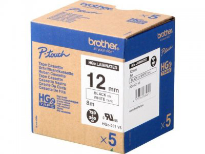 BROTHER Cinta Alta Calidad 8m Blanco/Negro (Pack 5Ud)12mm