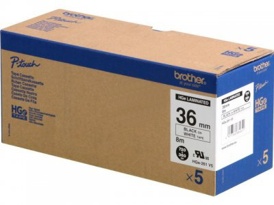 BROTHER Cinta Alta Calidad 8m Blanco/Negro (Pack 5Ud) 36mm