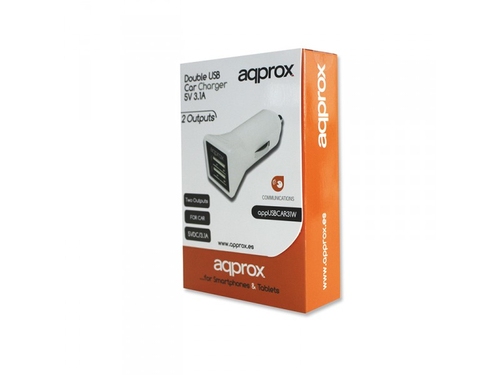APPROX Cargador Doble USB para Coche (Blanco)