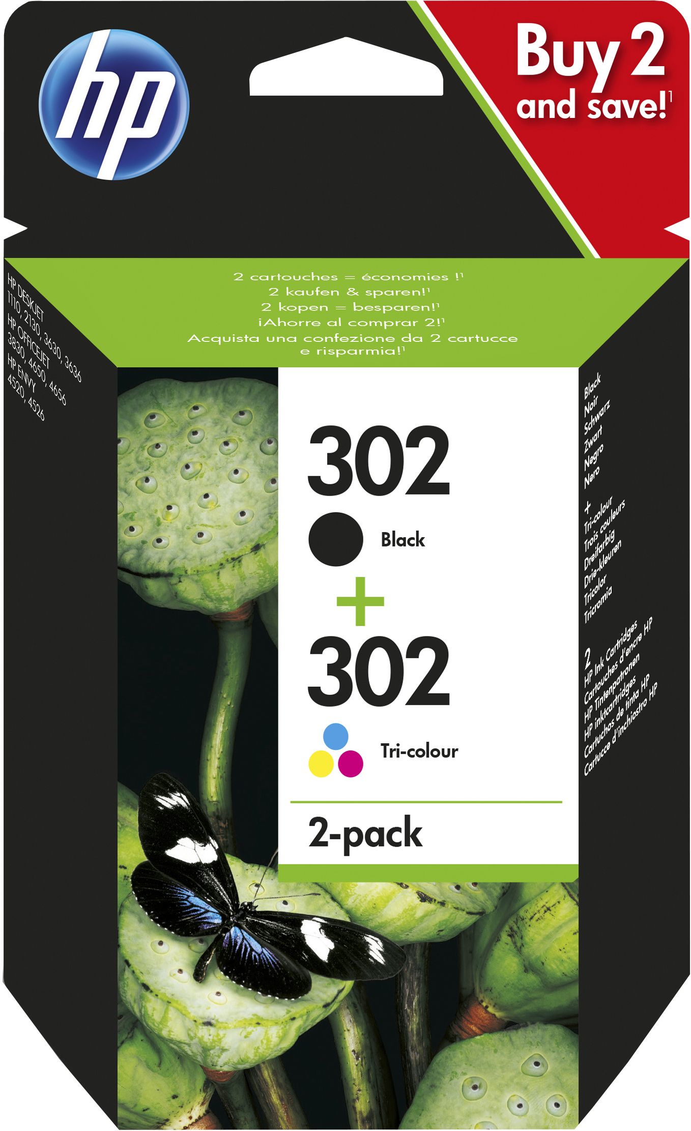 HP OfficeJet 3830 Pack 2 Cartuchos  F6U66AE (nº302) + F6U65AE (nº302)