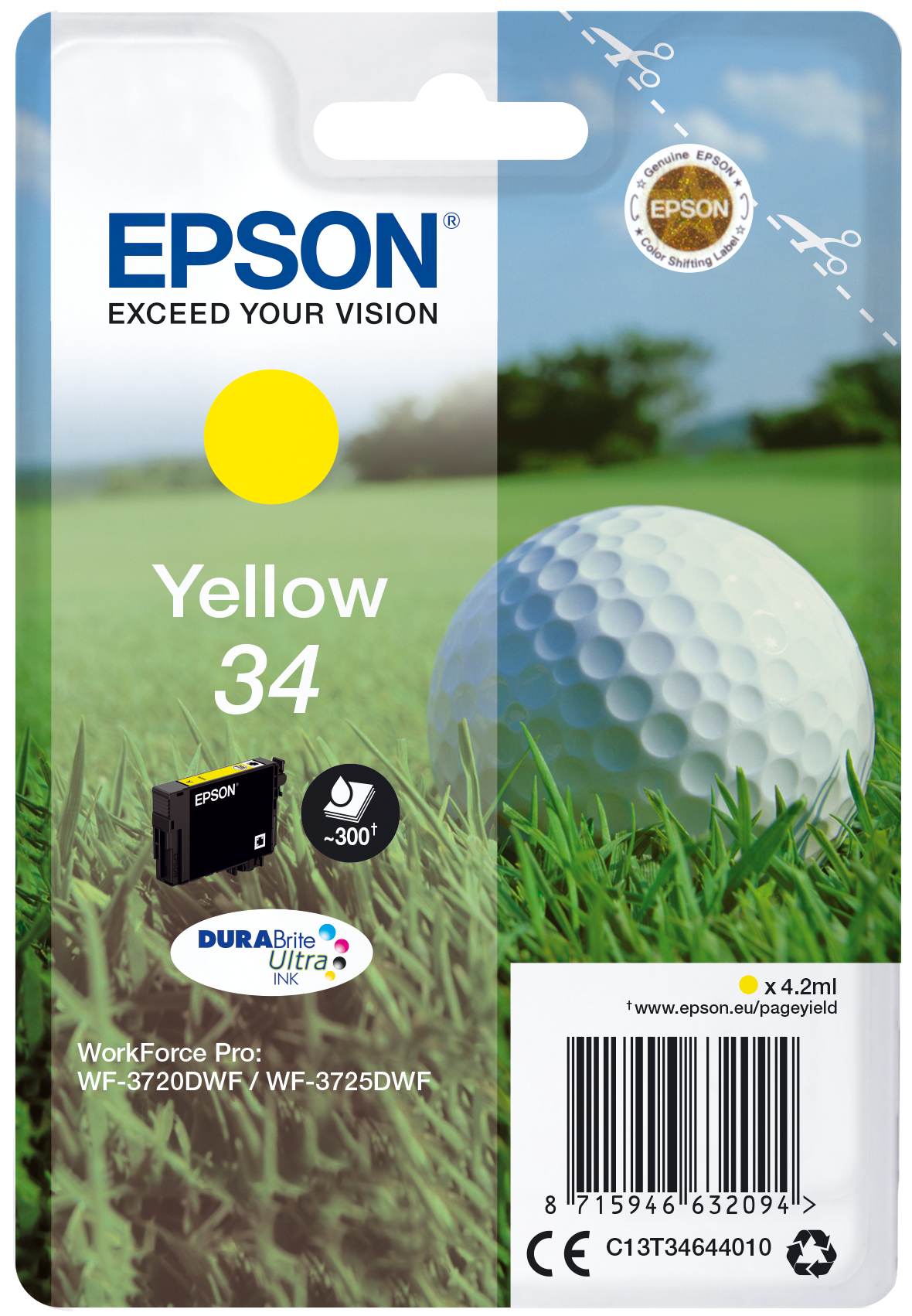 EPSON Singlepack Yellow 34 DURABrite Ultra Ink