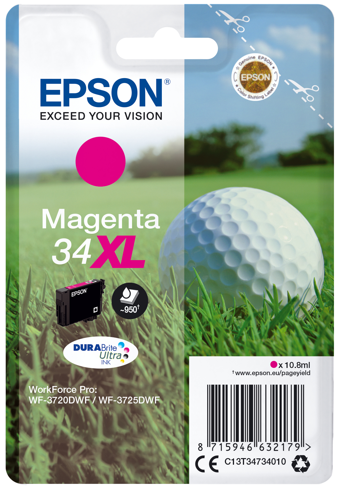 EPSON Singlepack Magenta 34XL DURABrite Ultra Ink