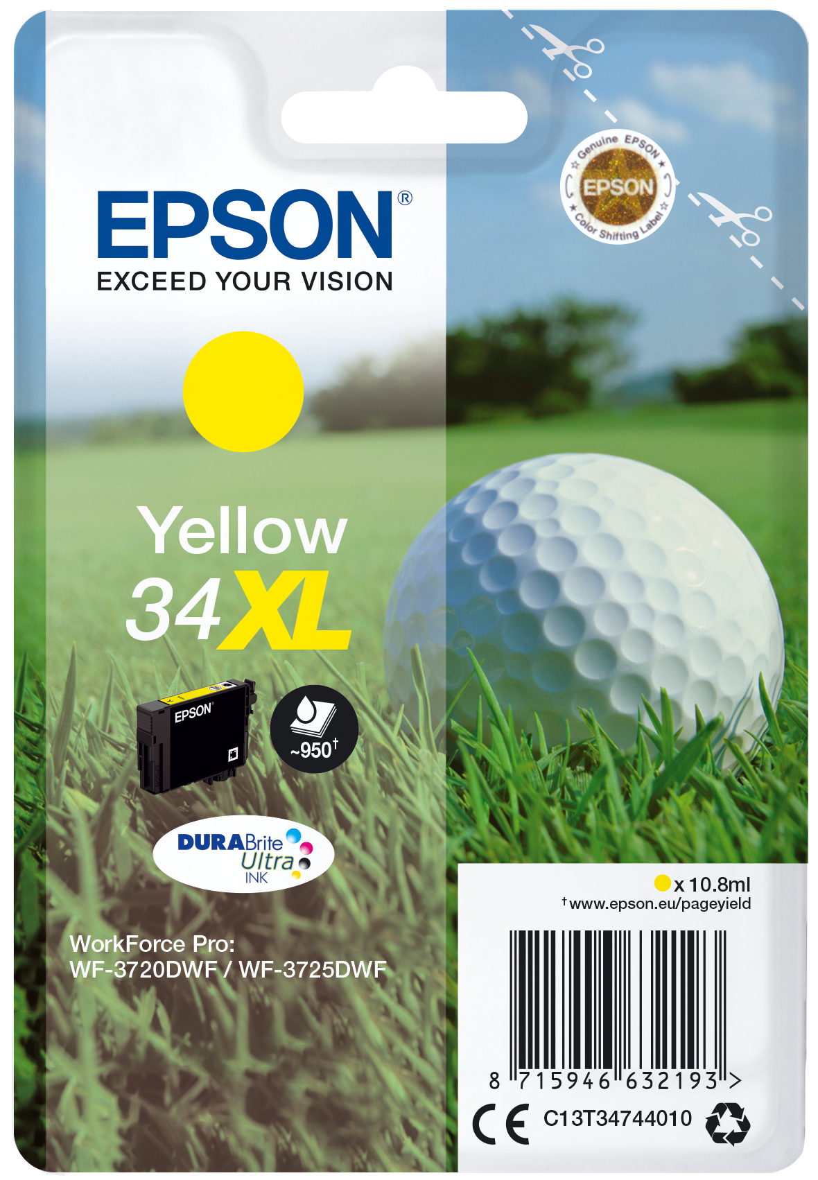 EPSON Singlepack Yellow 34XL DURABrite Ultra Ink