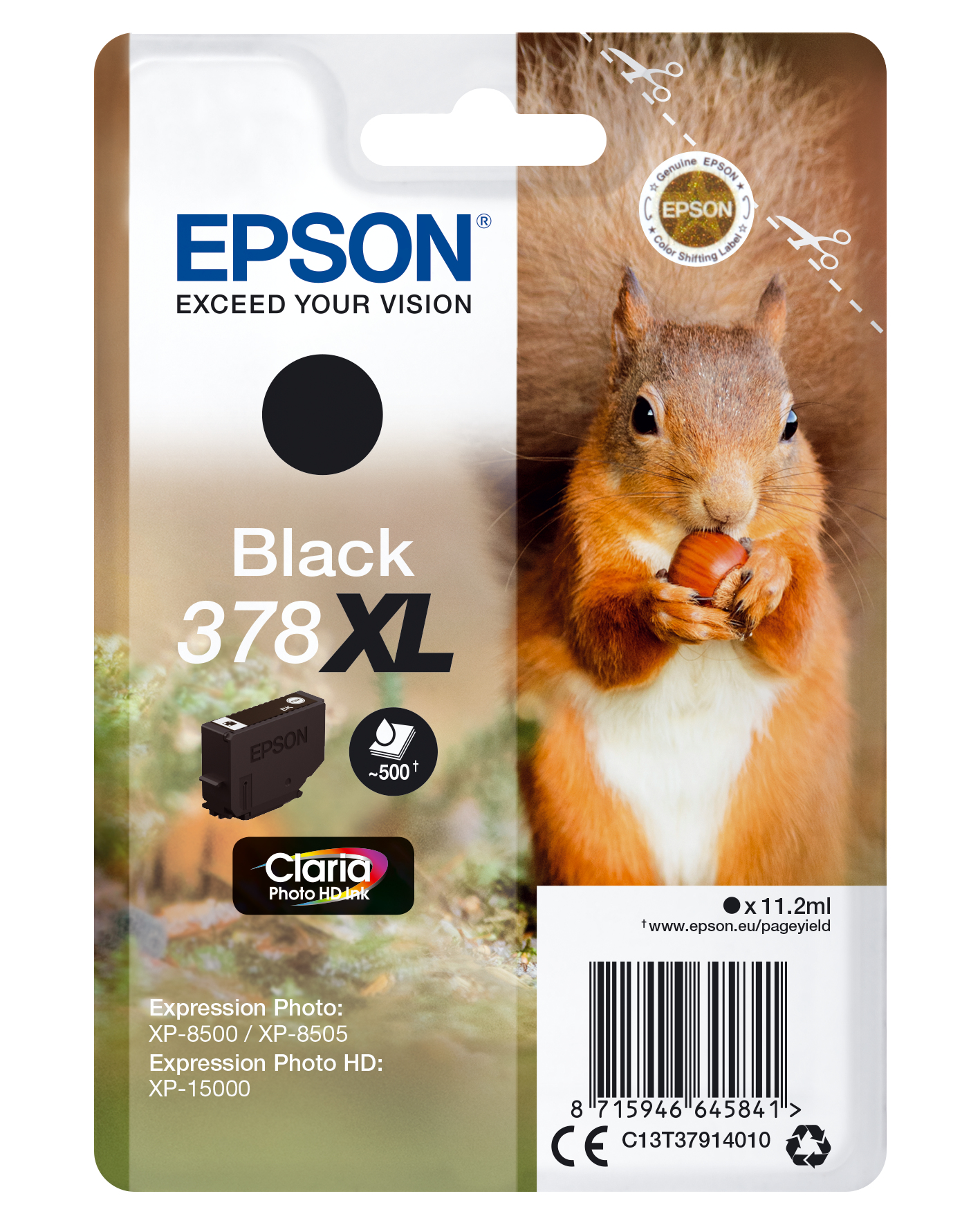 EPSON Singlepack Black 378XL Claria Photo HD Ink