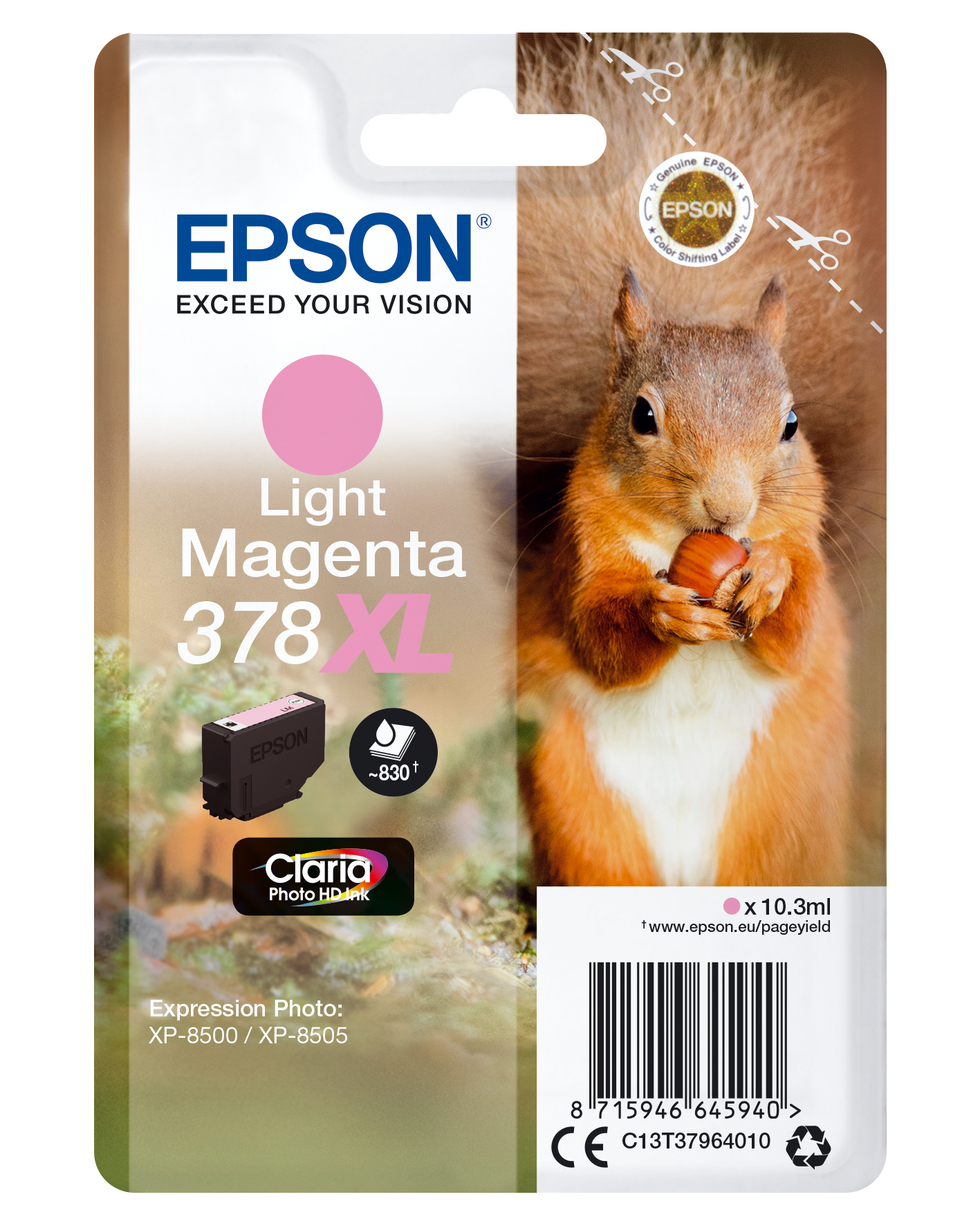EPSON Singlepack Light Magenta 378XL Claria Photo HD Ink