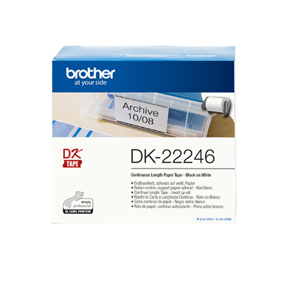 BROTHER Cinta continua adhesiva de papel termico (blanca). Ancho: 103 mm. Longitud: 30,48 m