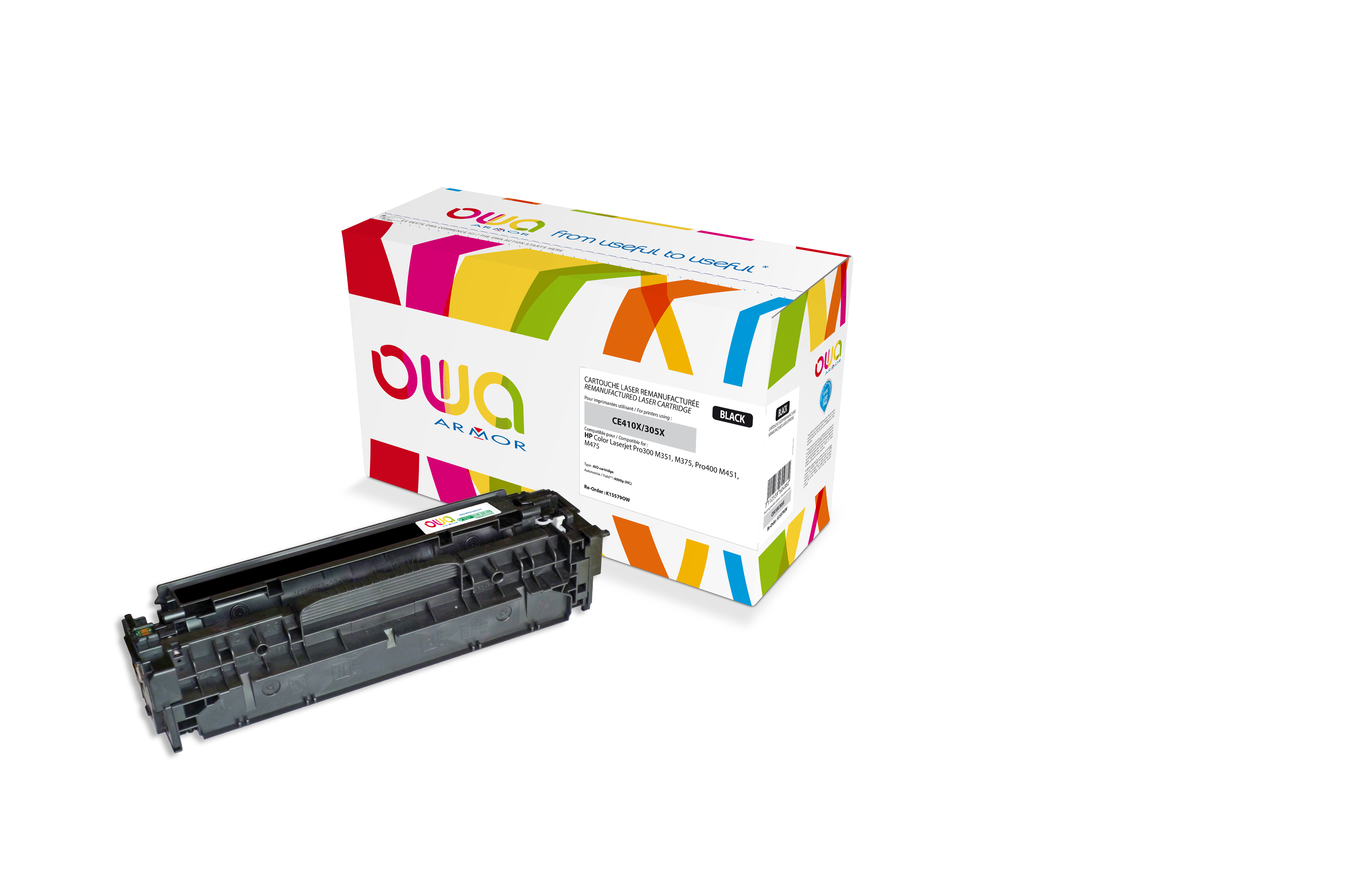 ARMOR Toner CE410X para HP Color Laserjet Pro 300 M351, M375, Pro400 M451, M475 Negro 4000p