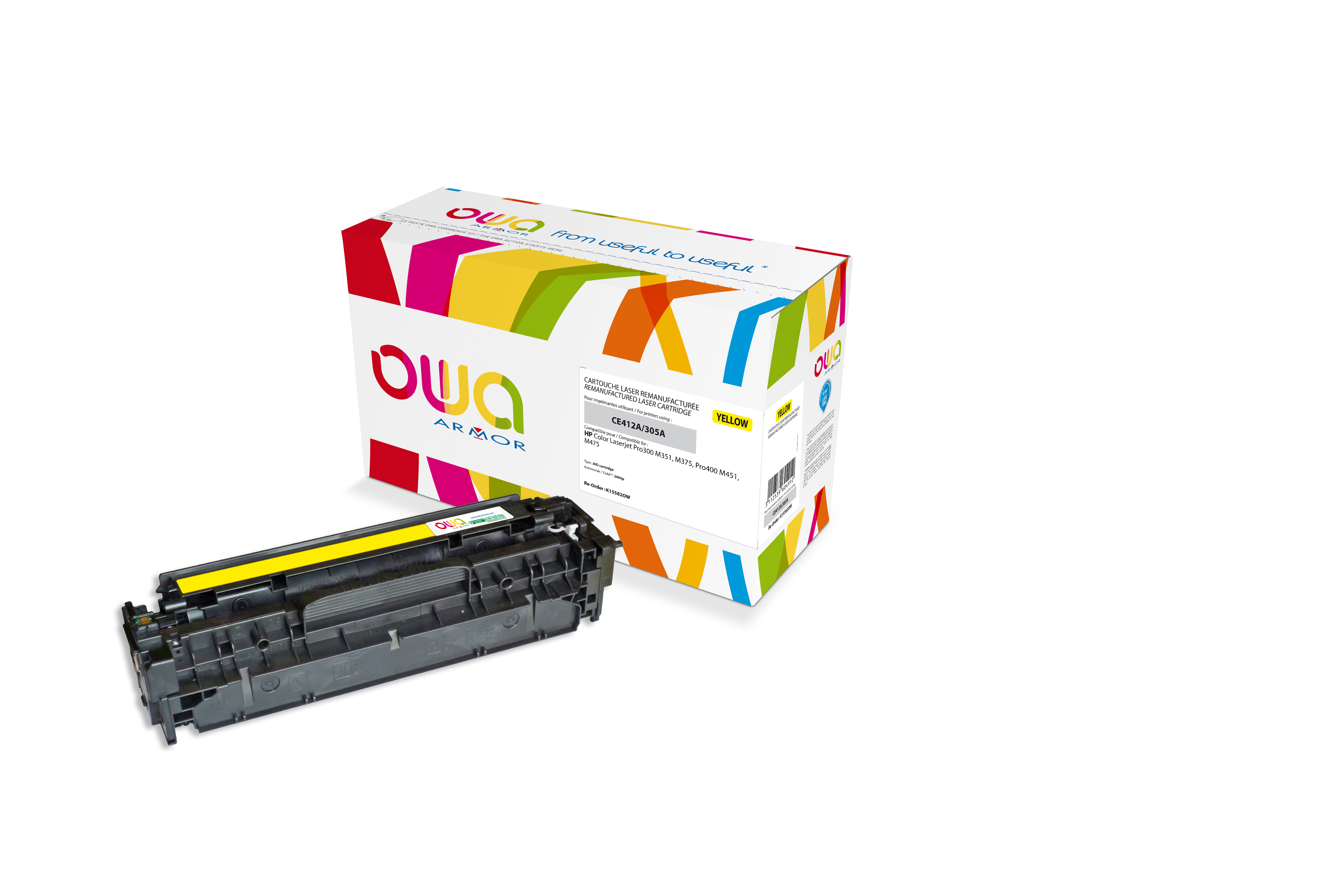 ARMOR Toner CE412A para HP Color Laserjet Pro 300 M351, M375, Pro400 M451, M475 Amarillo 2600p