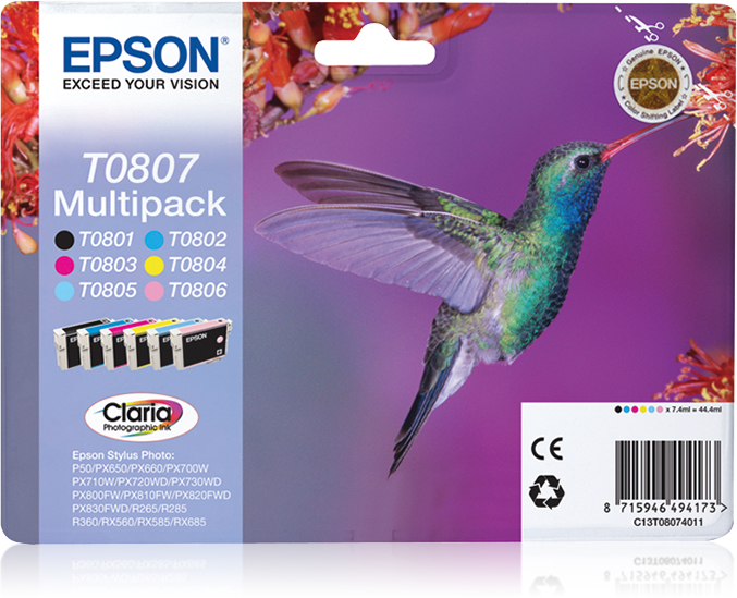 Epson Stylus Photo R-265/360 Cart. Multipack 6 colores (Radiofrecuencia + acoustic magnetic)