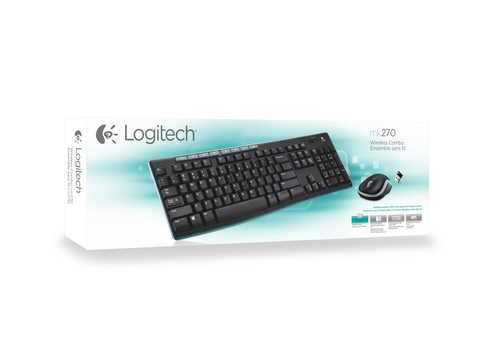 LOGITECH TECLADO + MOUSE MK270 optico wireless Negro