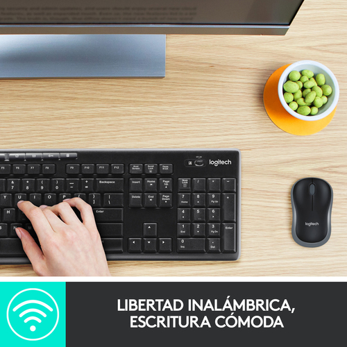 LOGITECH TECLADO + MOUSE MK270 optico wireless Negro