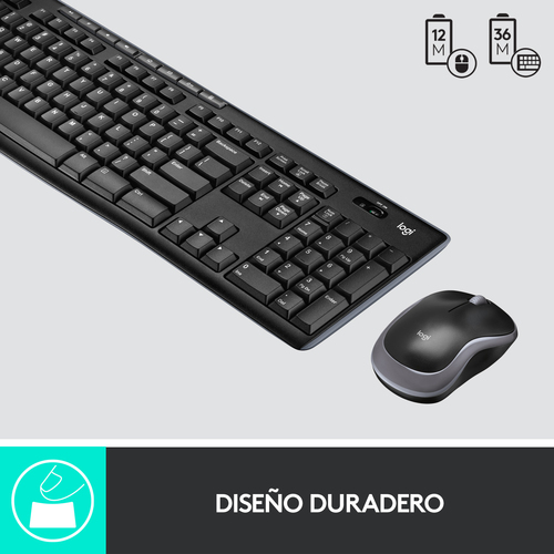 LOGITECH TECLADO + MOUSE MK270 optico wireless Negro