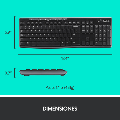 LOGITECH TECLADO + MOUSE MK270 optico wireless Negro