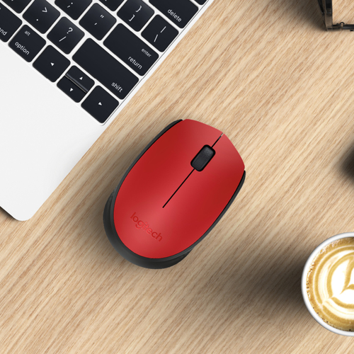LOGITECH Raton m171 optico wireless rojo