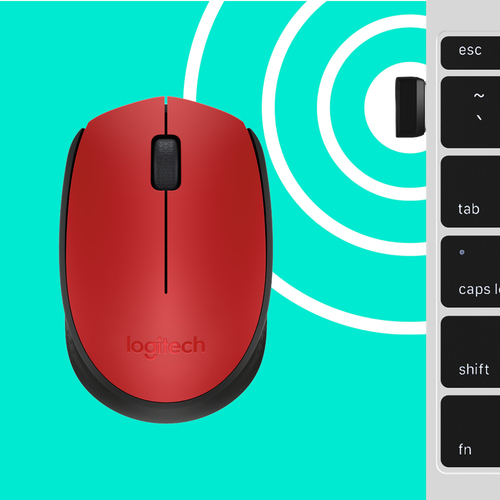 LOGITECH Raton m171 optico wireless rojo