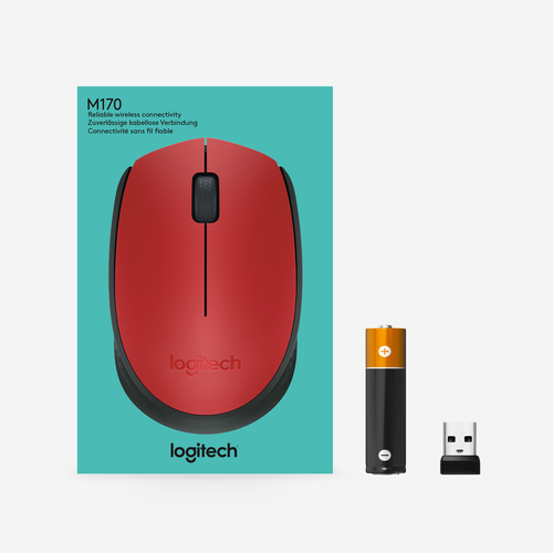 LOGITECH Raton m171 optico wireless rojo
