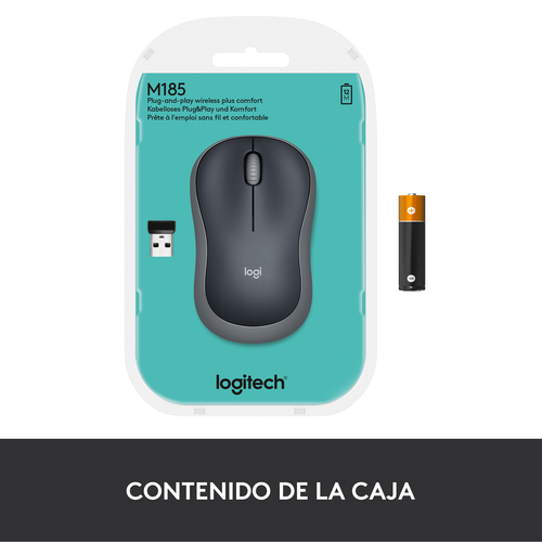 LOGITECH Raton m185 optico wireless gris 2.4ghz