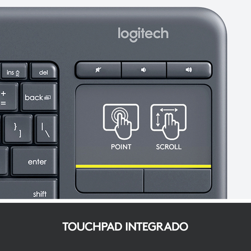 LOGITECH TECLADO K400 plus touch keyboard  negro wireless