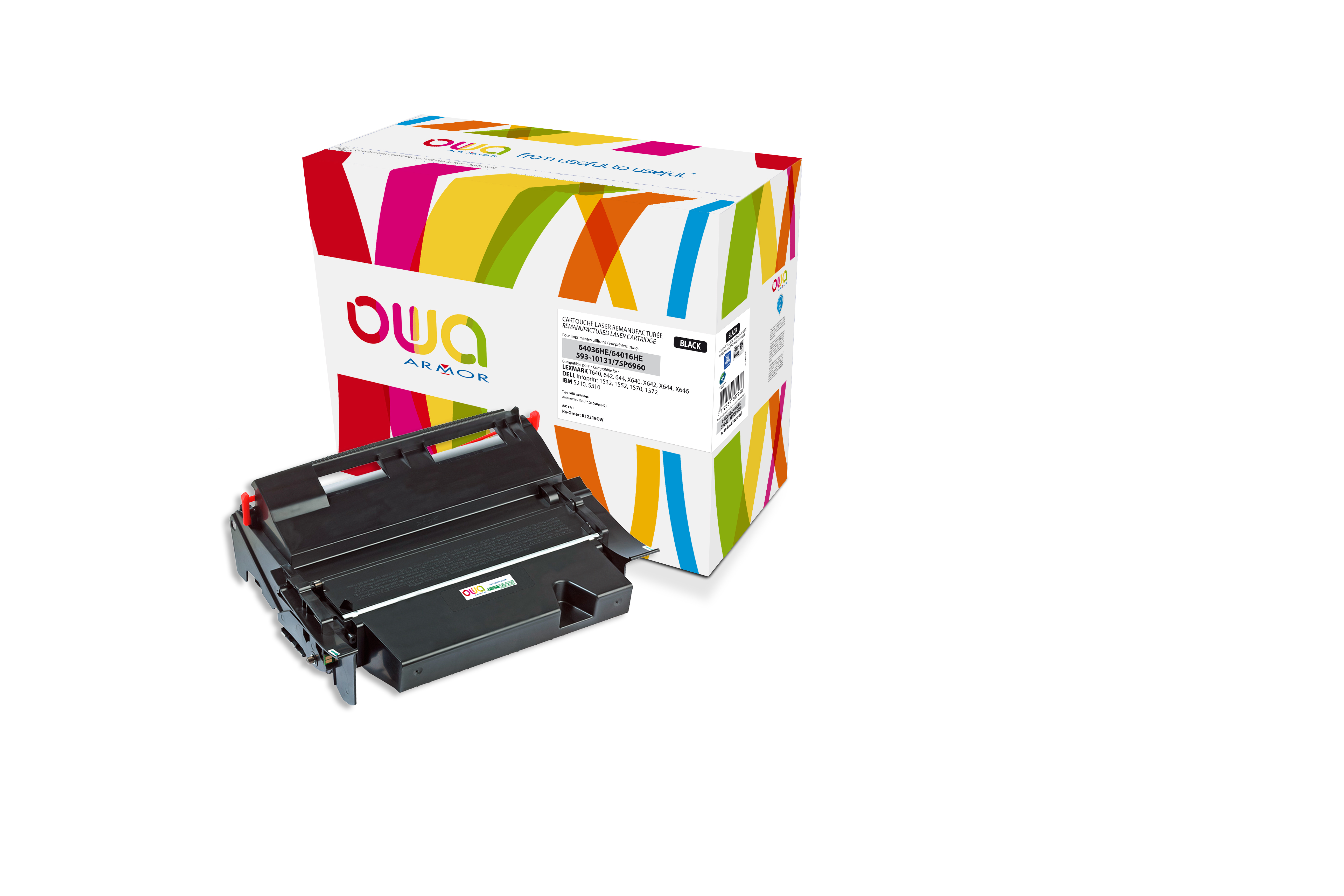 ARMOR OWA Toner Negro 75P6960 para Infoprint 1532, 1552, 1570, 1572 y 59310131 para DELL 5210, 5310 y para LEXMARK T640, 642, 644