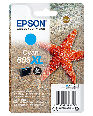 EPSON tinta Cyan XL Estrella de mar 1 tinta 603XL No Tag Single