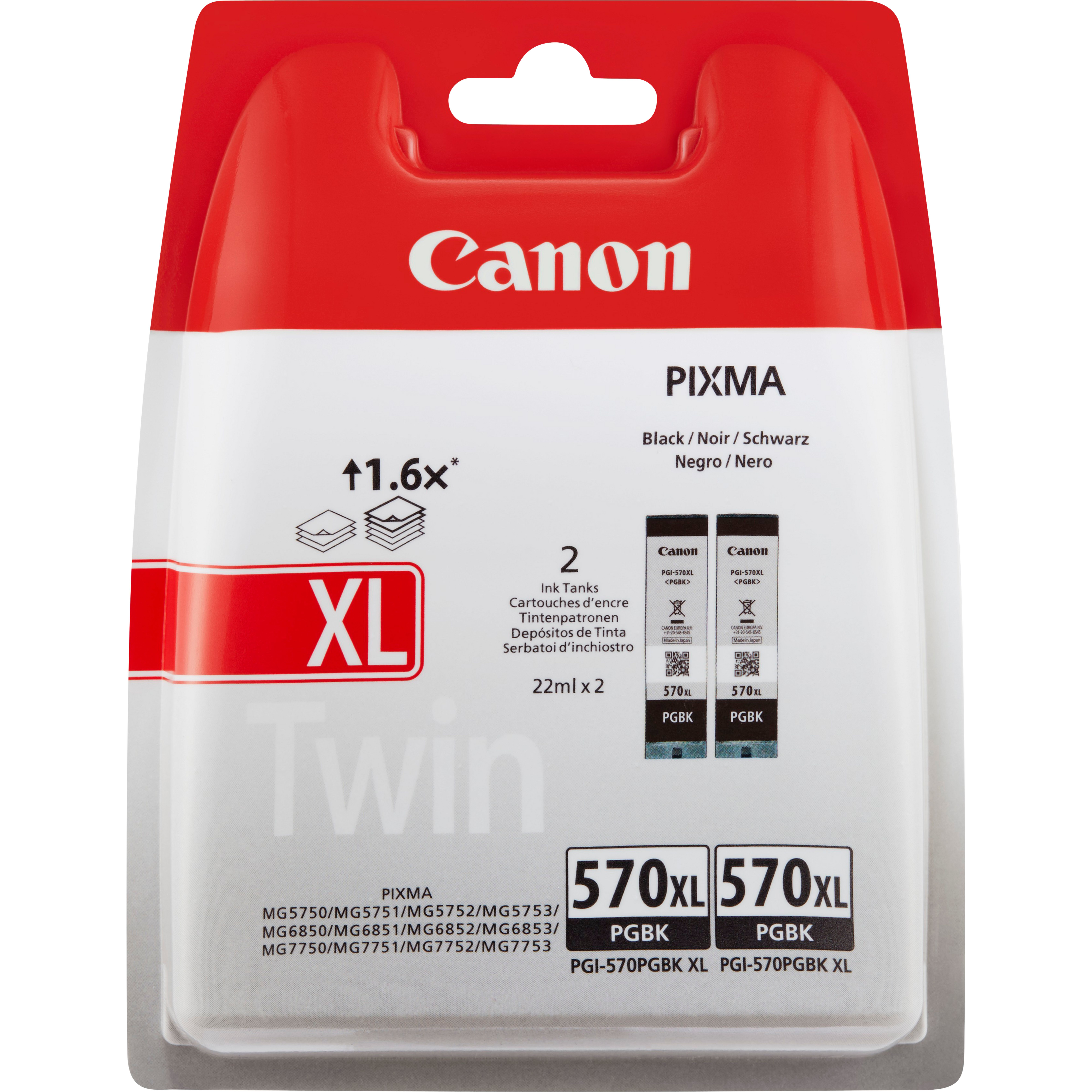 CANON Cartucho Negro PGI570PGBK XL Pixma MG6850 Twin pack (en Blister)