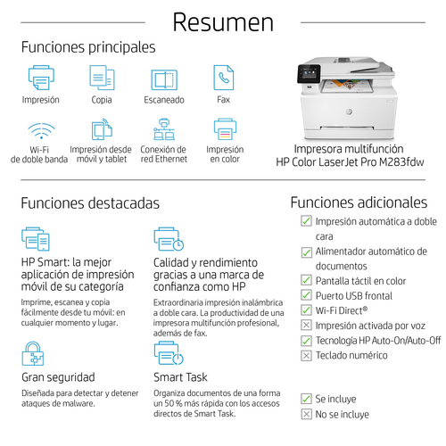 HP multifuncion laser color LaserJet Pro M283fdw ***descatalogado***