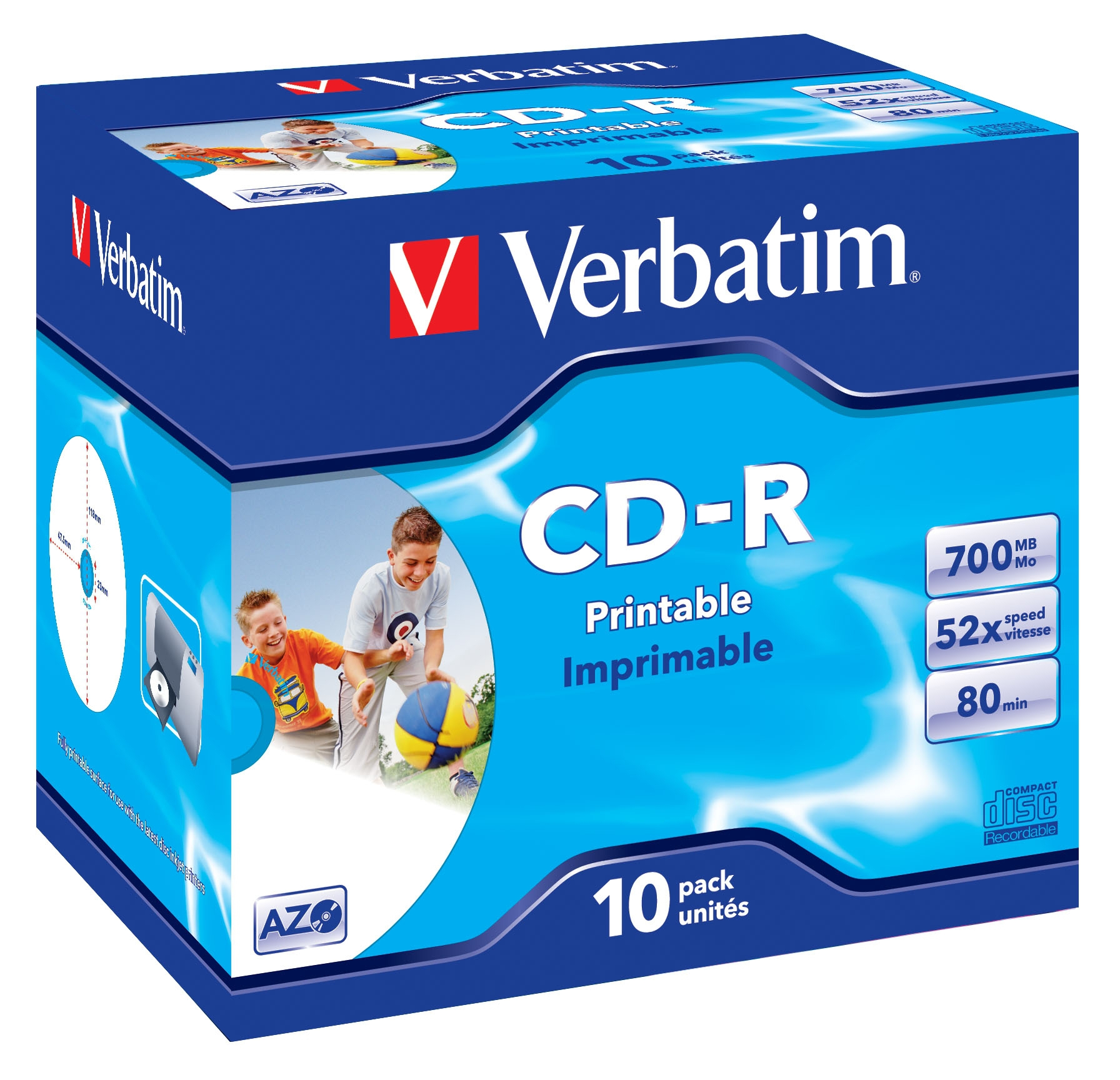 VERBATIM CD-R 700Mb 52X Imprimible (Pack 10 unidades)