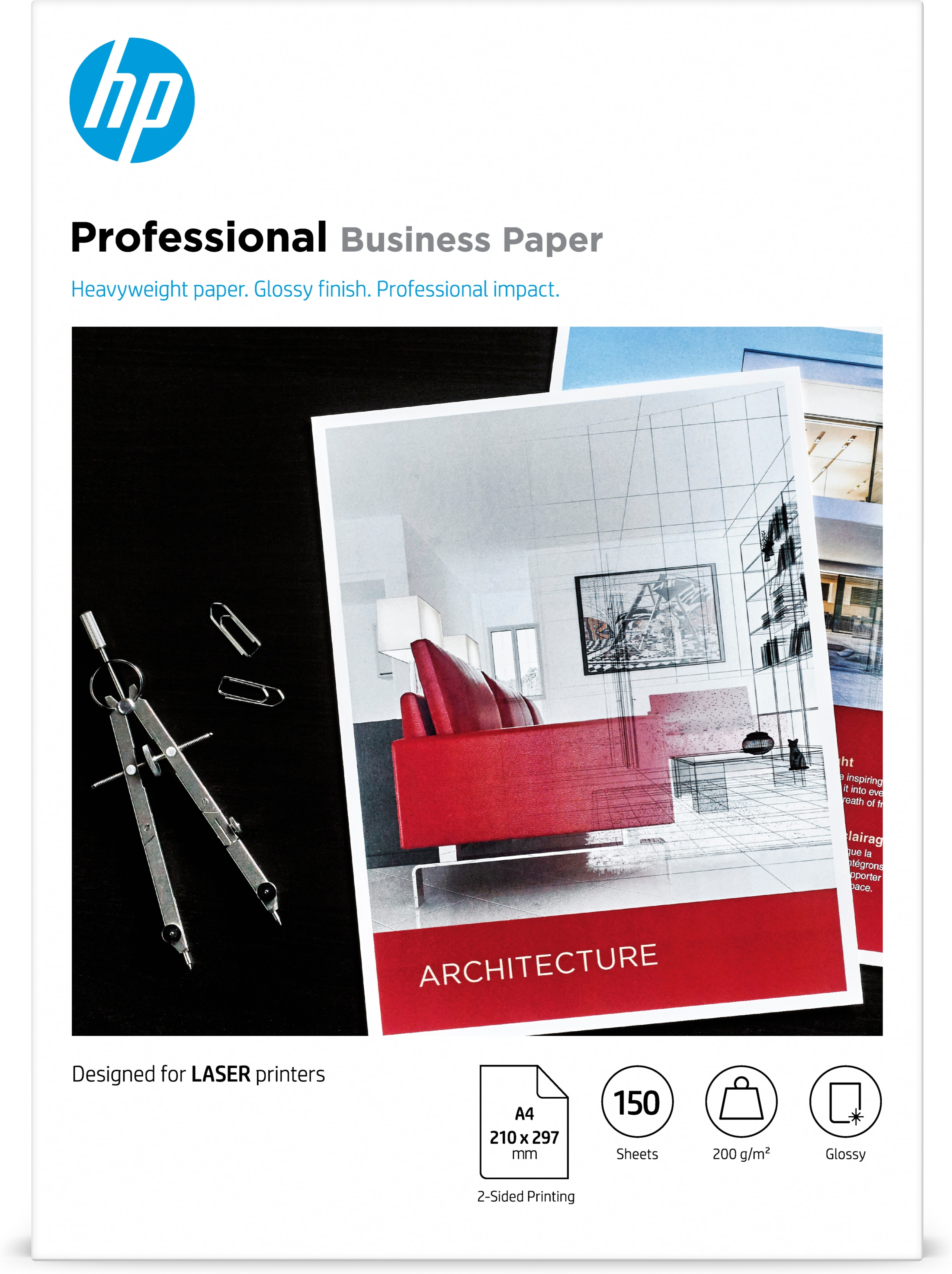 HP LaserJet Papel profesional Brillo A4 200g 150sh FSC