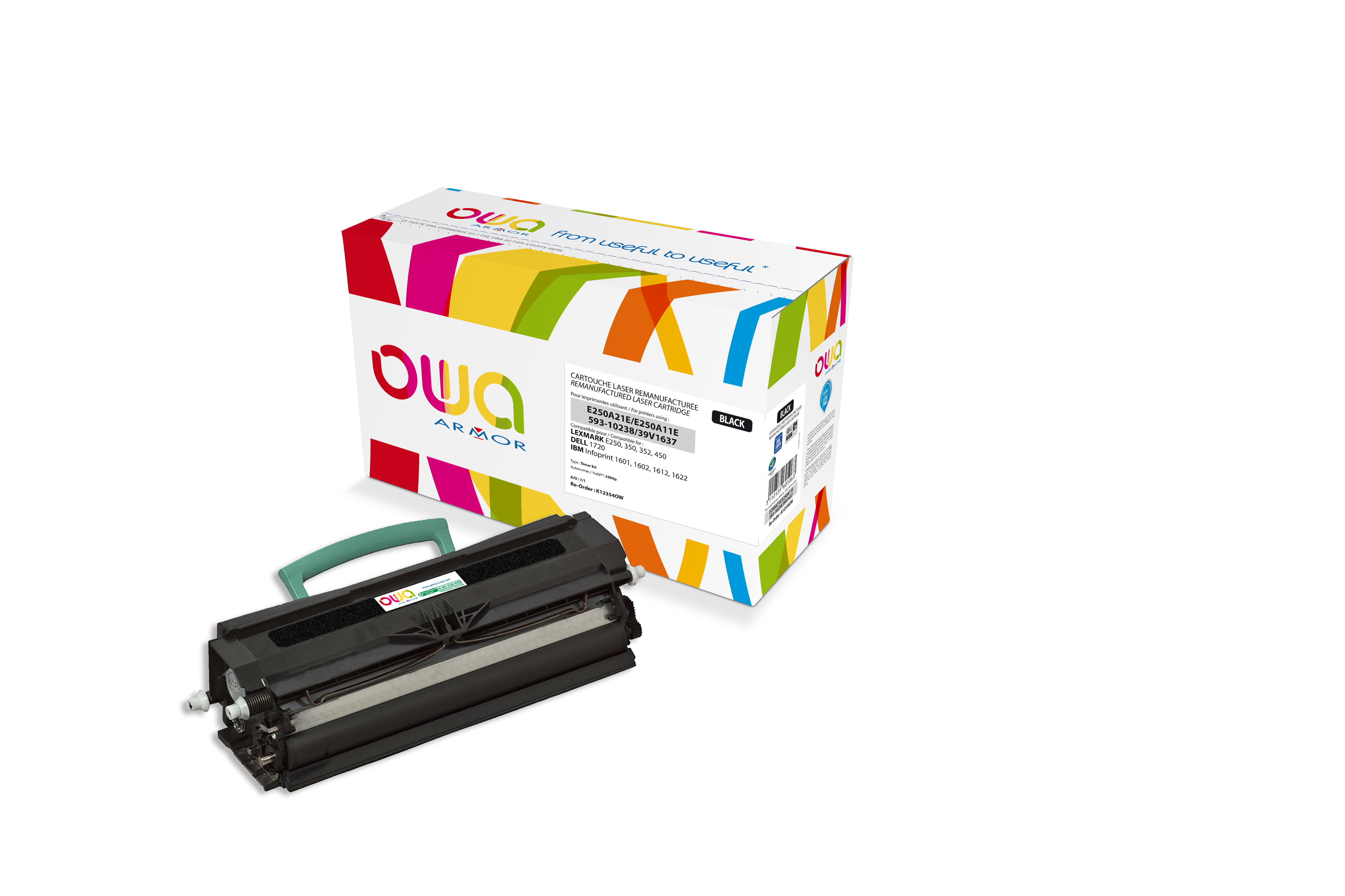 ARMOR OWA Toner negro E250A11E para LEXMARK E-250/E-350/E-352 y 59310238 para DELL 1720 y 39V1637 para IBM Infoprint 1601/1602/1612/1622