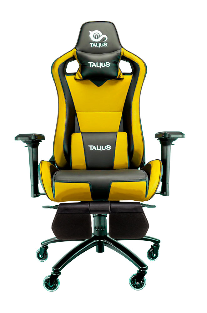 Talius silla Caiman V2 gaming black/yellow, reposapies, 4D, Frog, base metal, ruedas 75mm silicona,