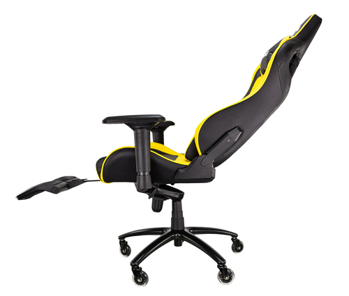 Talius silla Caiman V2 gaming black/yellow, reposapies, 4D, Frog, base metal, ruedas 75mm silicona,