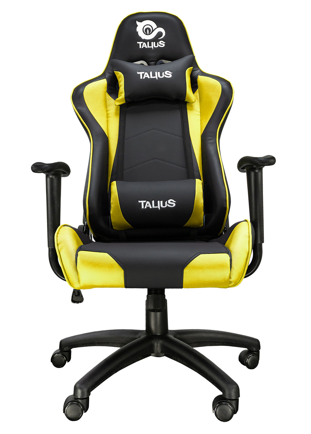 Talius silla Gecko V2 gaming negra/amarilla, brazos fijos, butterfly, base nylon, ruedas nylon, gas