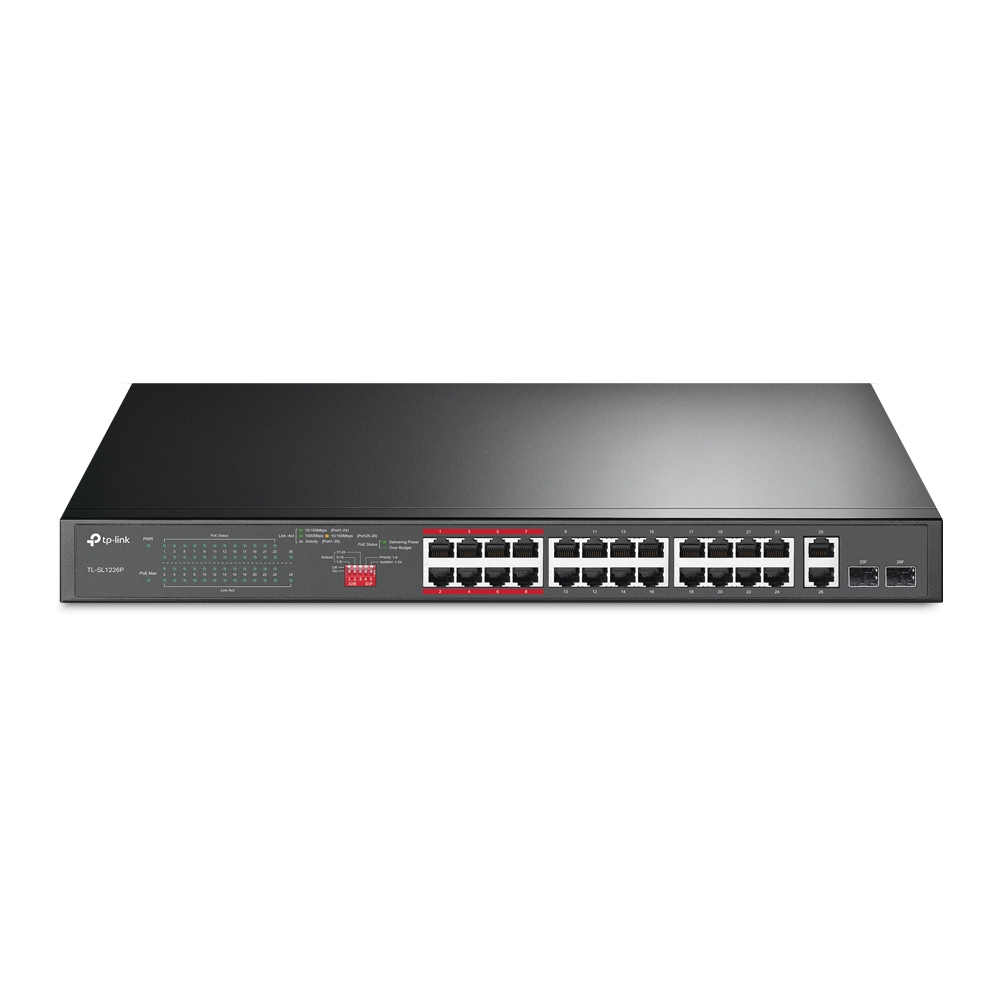 TP-LINK 26-Port 10/100Mbps + 2-Port Gigabit Unmanaged PoE Switch