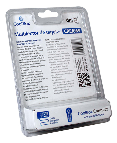 COOLBOX LECTOR DE TARJETAS EXTERNO CRE-065
DNIE + CABLE