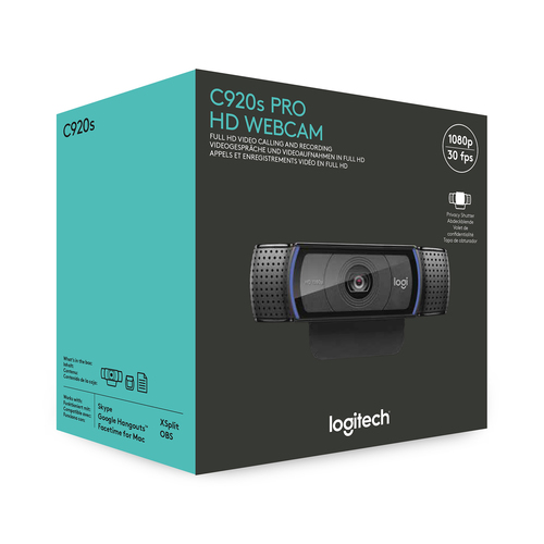 LOGITECH WEBCAM C920S 1080P 30FPS CON TAPA DE SEGURIDAD