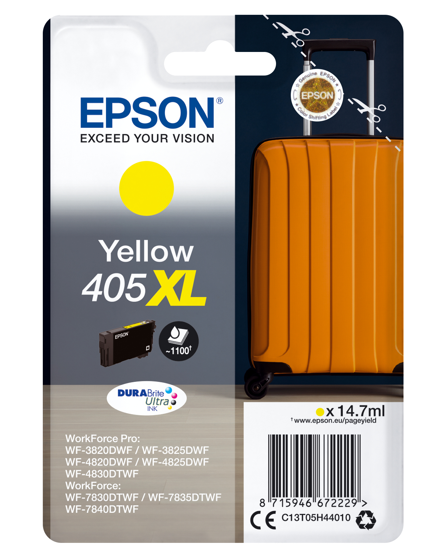 EPSON Singlepack Yellow 405XL DURABrite Ultra Ink