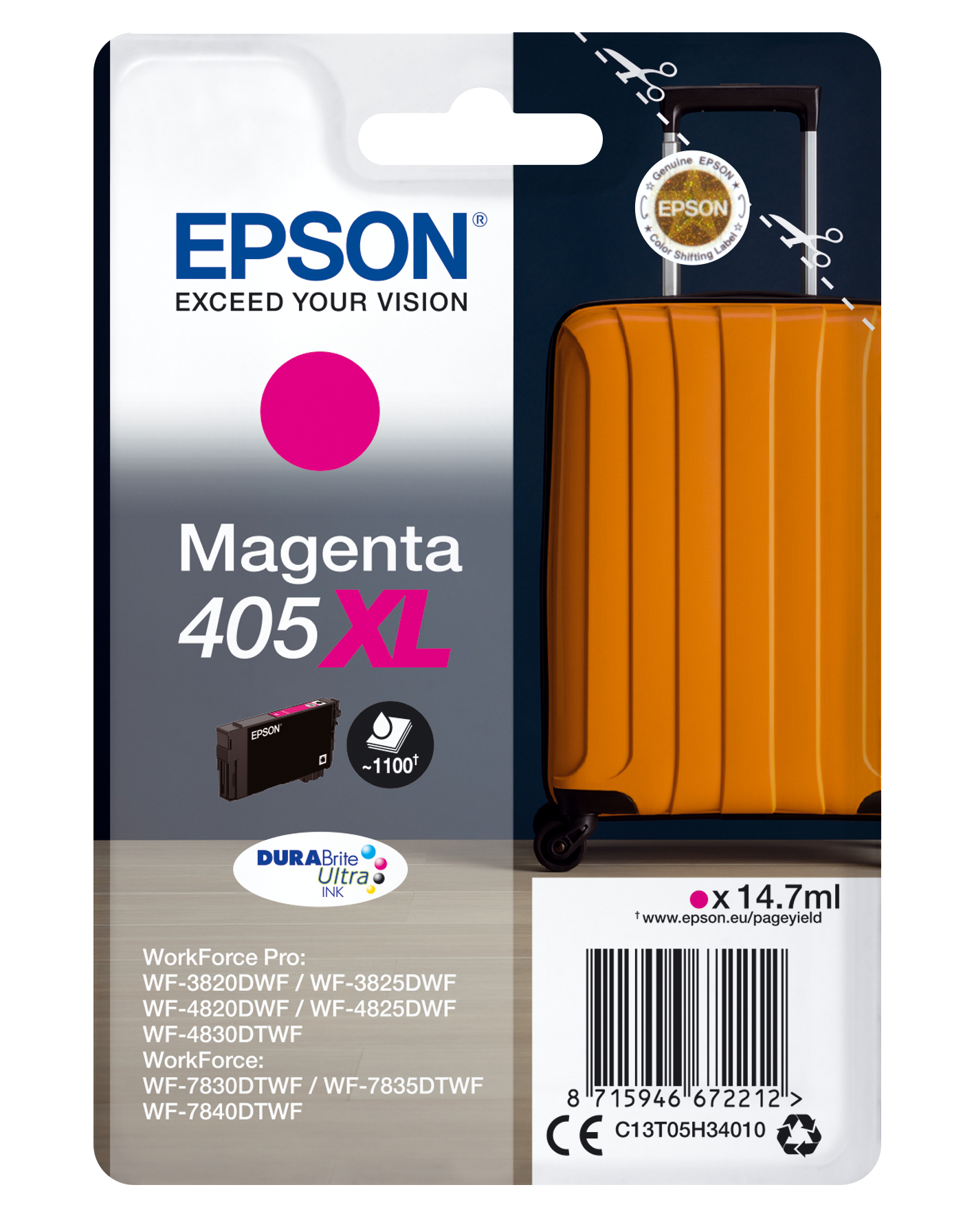EPSON Singlepack Magenta 405XL DURABrite Ultra Ink
