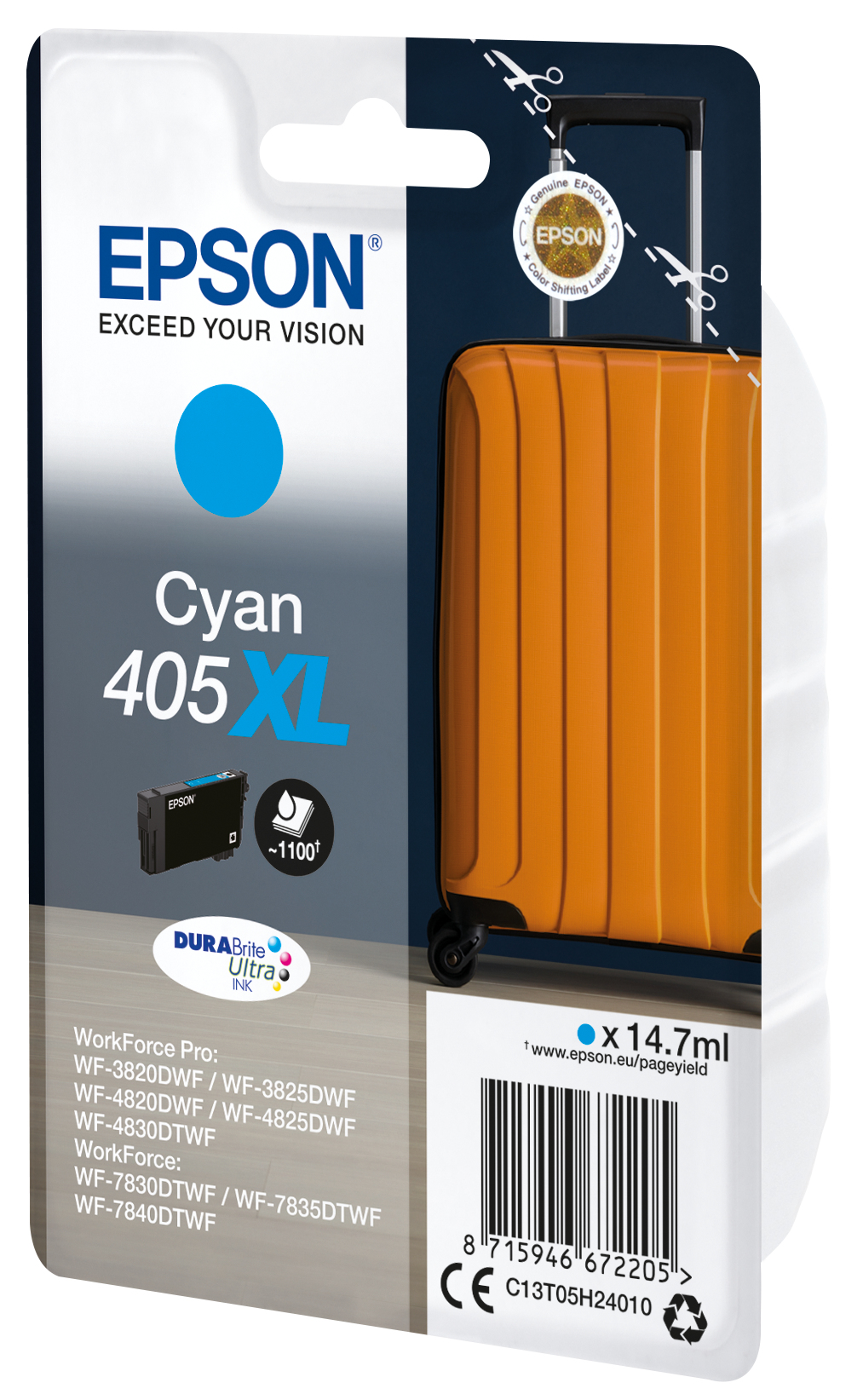 EPSON Singlepack Cyan 405XL DURABrite Ultra Ink