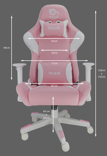 Talius silla Dragonfly gaming white/pink, 2D, butterfly, base nylon, ruedas 60mm nylon, gas clase 4,