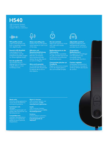 LOGITECH Auriculares con Microfono HEADSET H540