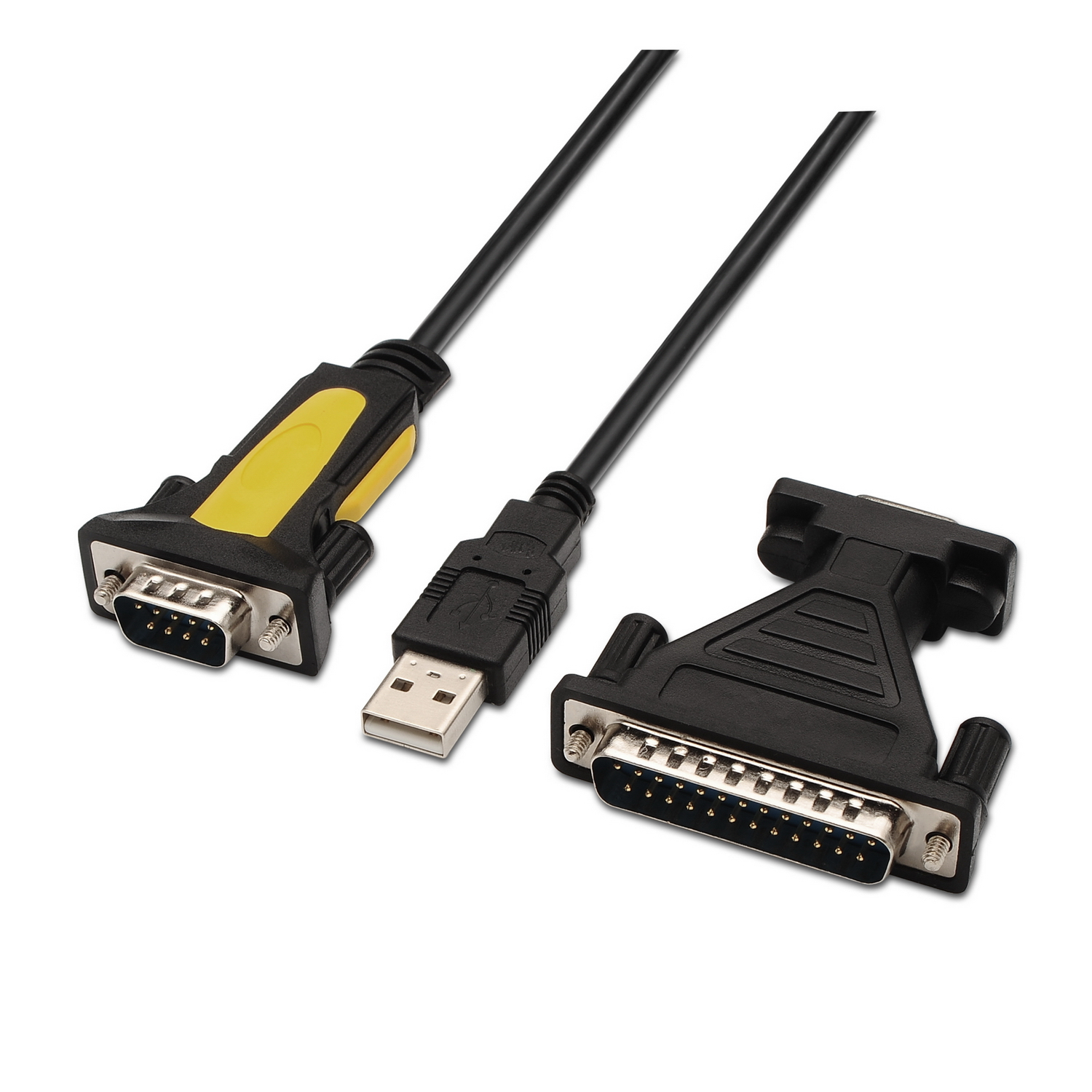 AISENS - CONVERSOR USB A SERIE, TIPO A/M-RS232 DB9/M DB25/M, NEGRO, 1.8M