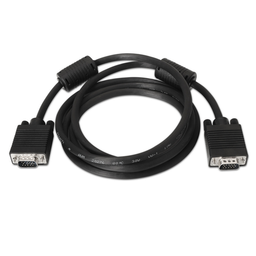 AISENS - CABLE SVGA CON FERRITA, HDB15/M-HDB15/M, NEGRO, 1.8M