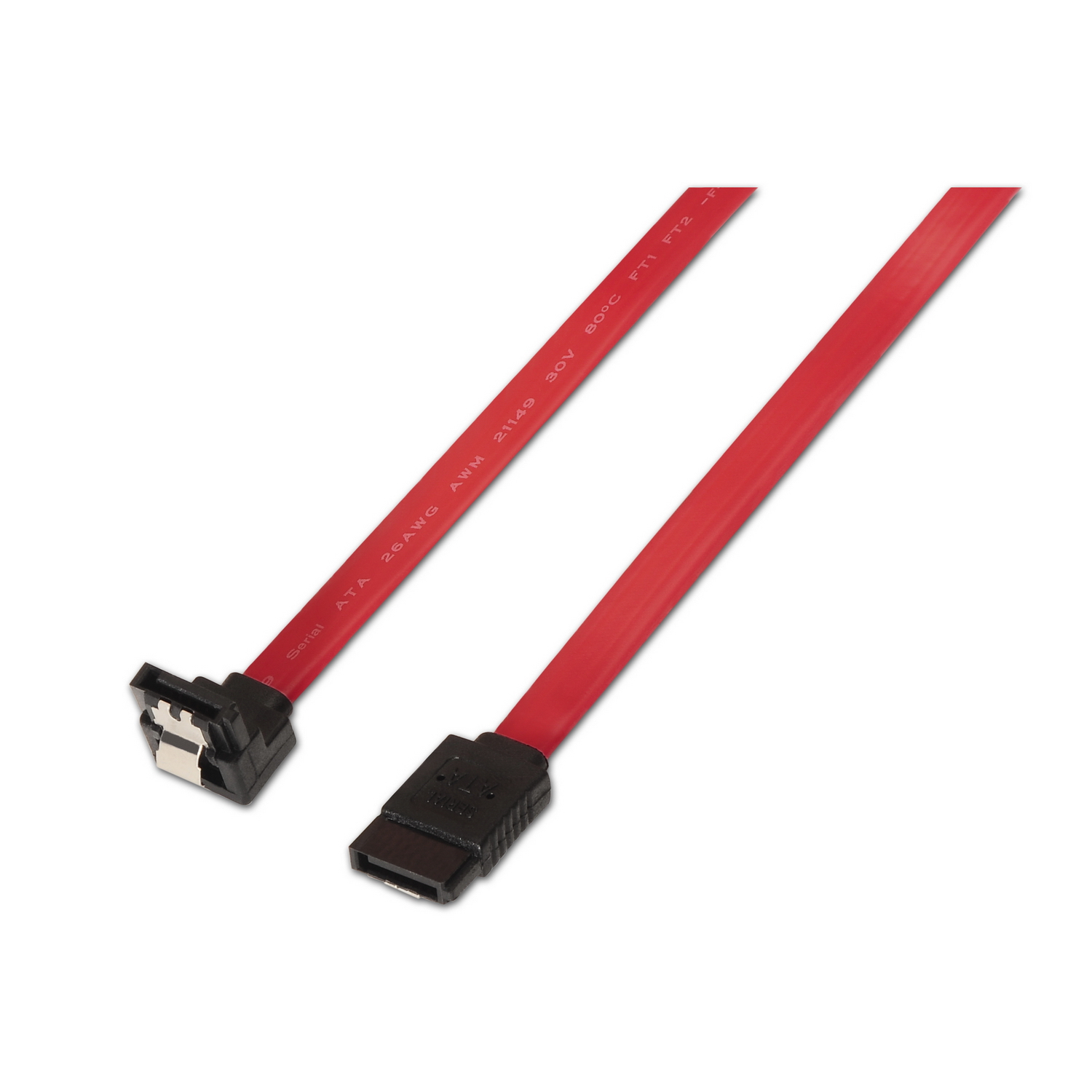 AISENS - CABLE SATA III DATOS 6G DATOS ACODADO CON ANCLAJES, ROJO, 0.5M