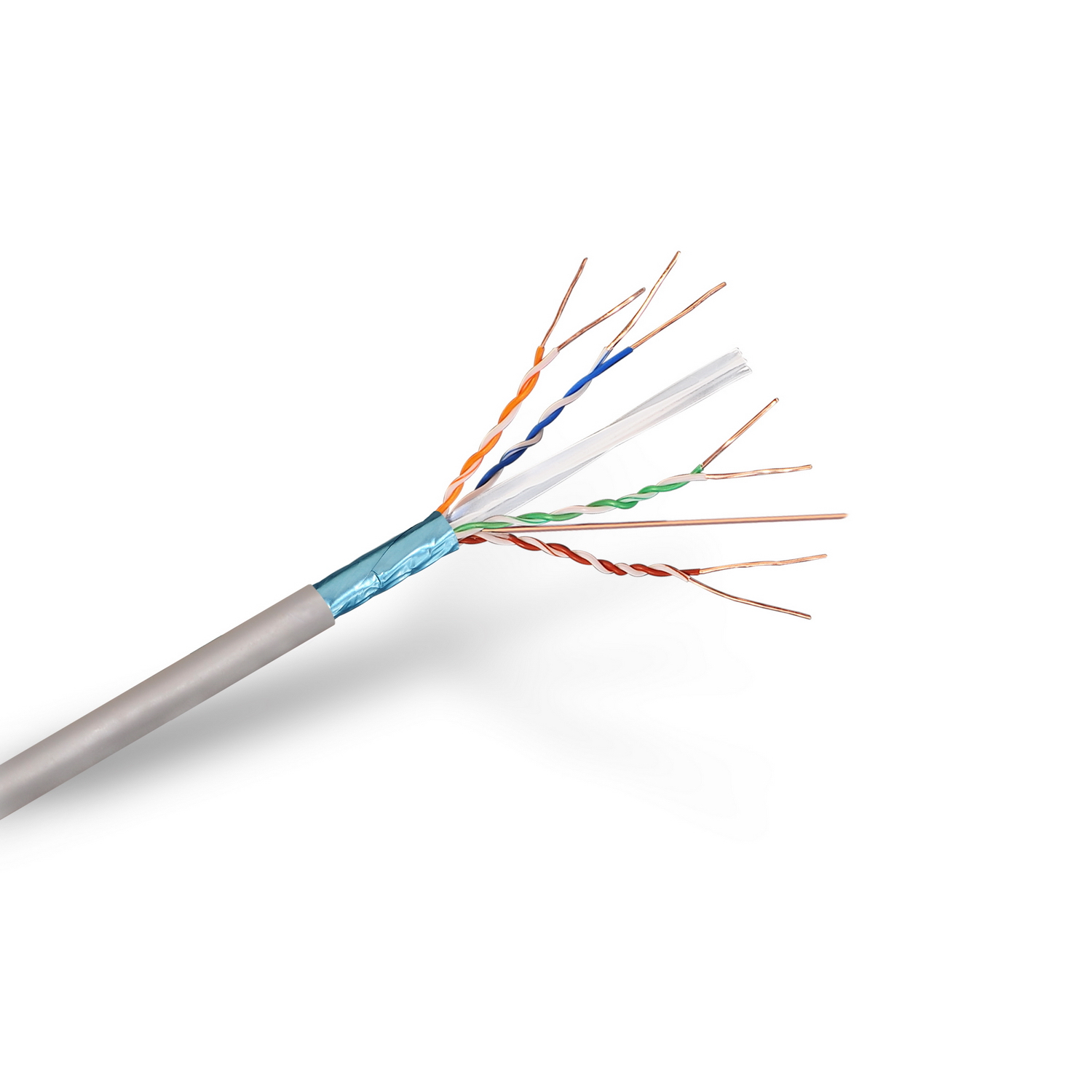 AISENS - BOBINA CABLE DE RED RJ45 CAT.6 FTP RÍGIDO AWG24, GRIS, 100M