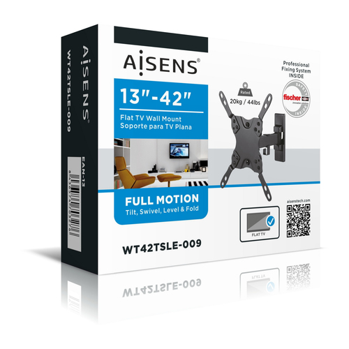AISENS - SOPORTE ECO GIRATORIO, INCLINABLE Y NIVELABLE PARA MONITOR/TV 20KG (2 PIVOTES) DE 13-42, NE