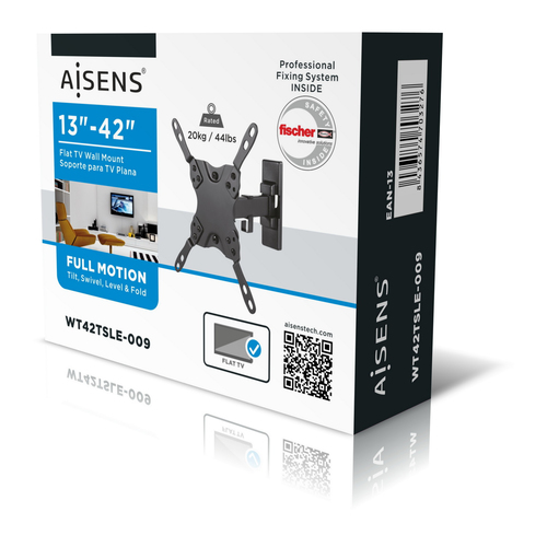 AISENS - SOPORTE ECO GIRATORIO, INCLINABLE Y NIVELABLE PARA MONITOR/TV 20KG (2 PIVOTES) DE 13-42, NE