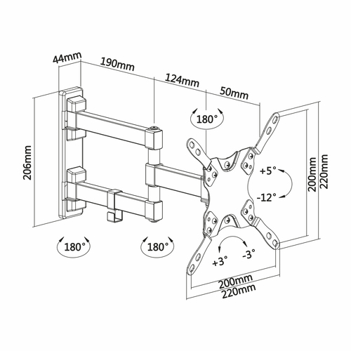 AISENS - SOPORTE ECO GIRATORIO, INCLINABLE Y NIVELABLE PARA MONITOR/TV 20KG (3 PIVOTES) DE 13-42, NE